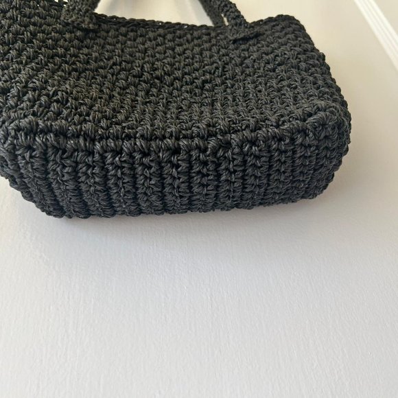 Black Handmade Crochet Shoulder Bag - Picture 5 of 7